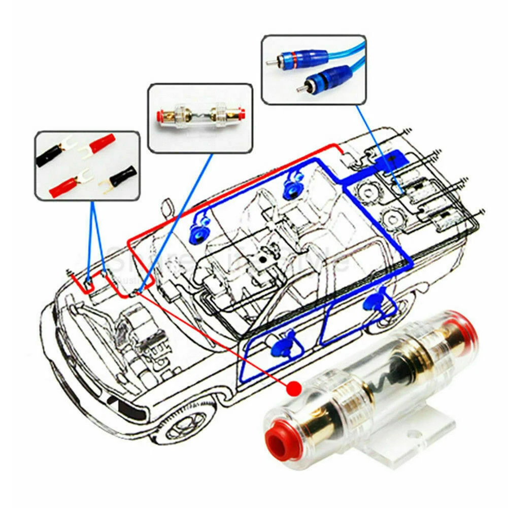 1500w Car Power Amplifier Wiring Kit Audio Subwoofer AMP RCA Power Cable Fuse Kit  Car Audio Wire Wiring