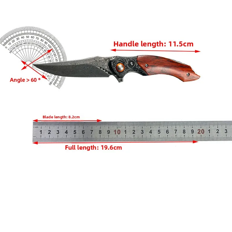 Damascus Steel Folding Tool Outdoor Portable Survival Utensil Camping Fruit Cutting Equipment
