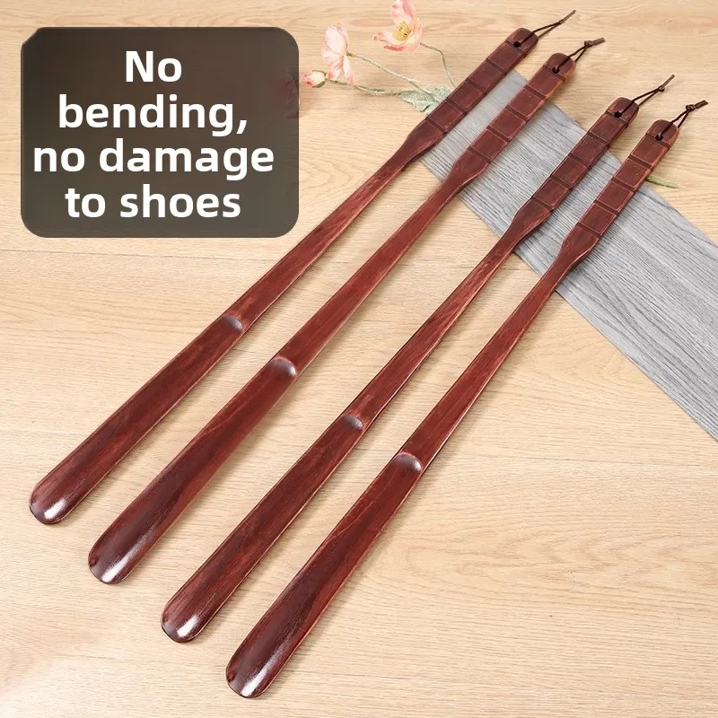 Wooden Extra Long Handle Shoe Horn Labor Saving Shoe Lifter Helper Easy Wear Tool for Seniors Elderly Daily Home Use