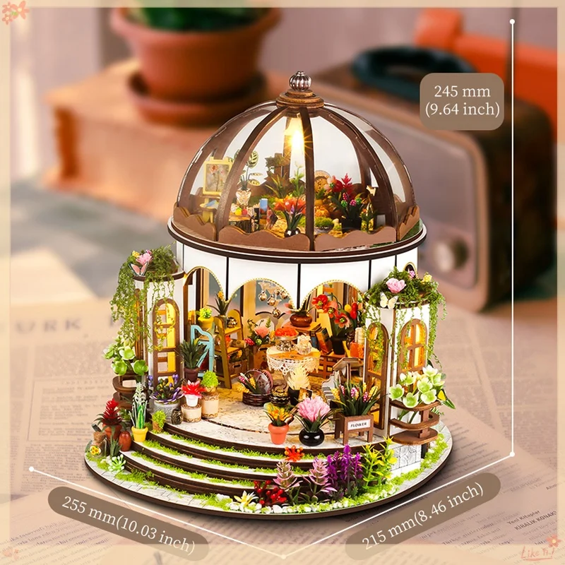 Diy Drewniana kabina powietrzna Części ogrodowe Montaż Wykwintne opakowanie Ręcznie robione modele budynków Zabawka Kreatywny prezent dla kochanej dziewczyny