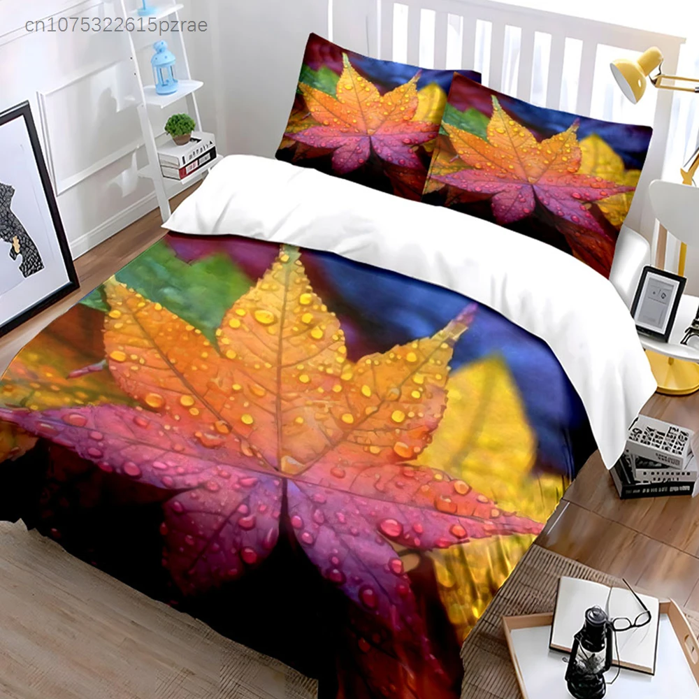 Autumn Leaf Set - Home Decor Multiple Sizes kid's And adults' Bedroom Exquisite 3PC Bedding set, Gift