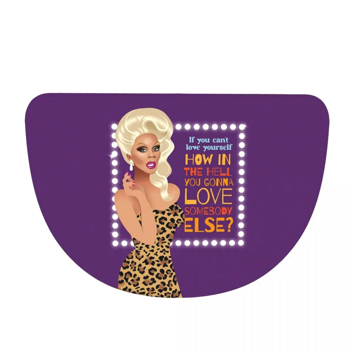 Drag Queen Royalty RuPaul's Drag Race Rupaul RPDR Soft Flannel Half Round Doormat Non Slip Bathroom Mat Absorbent Floor Carpet
