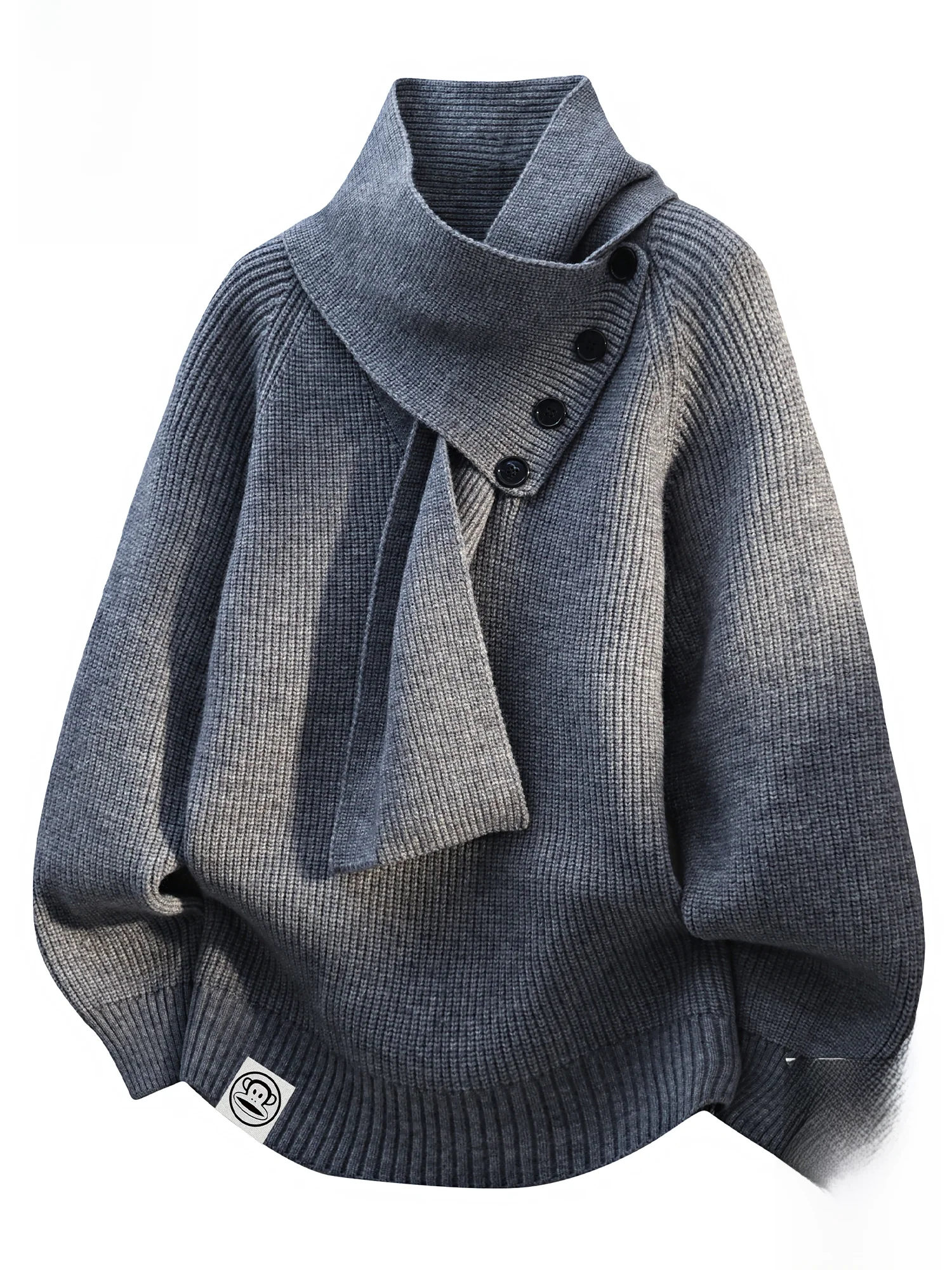 

PaulFrank Thiened Knitted Sweater Men's Casual Winter Warm Towel Collar Loose Fit Top Quali Polyester Nylon Acrylic Blend