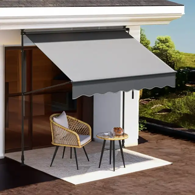 

Uforic Dark Gray 59" Retractable Manual Awning, Window Sun Shade with UV Protection for Outside, Waterproof Canopy