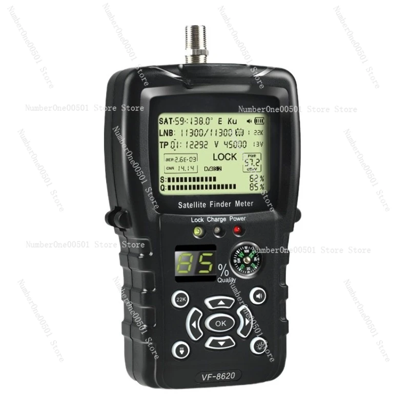 VF8620 Satellite Finder Meter DVB S2 S2X Signal Tester with Flashlight Compass