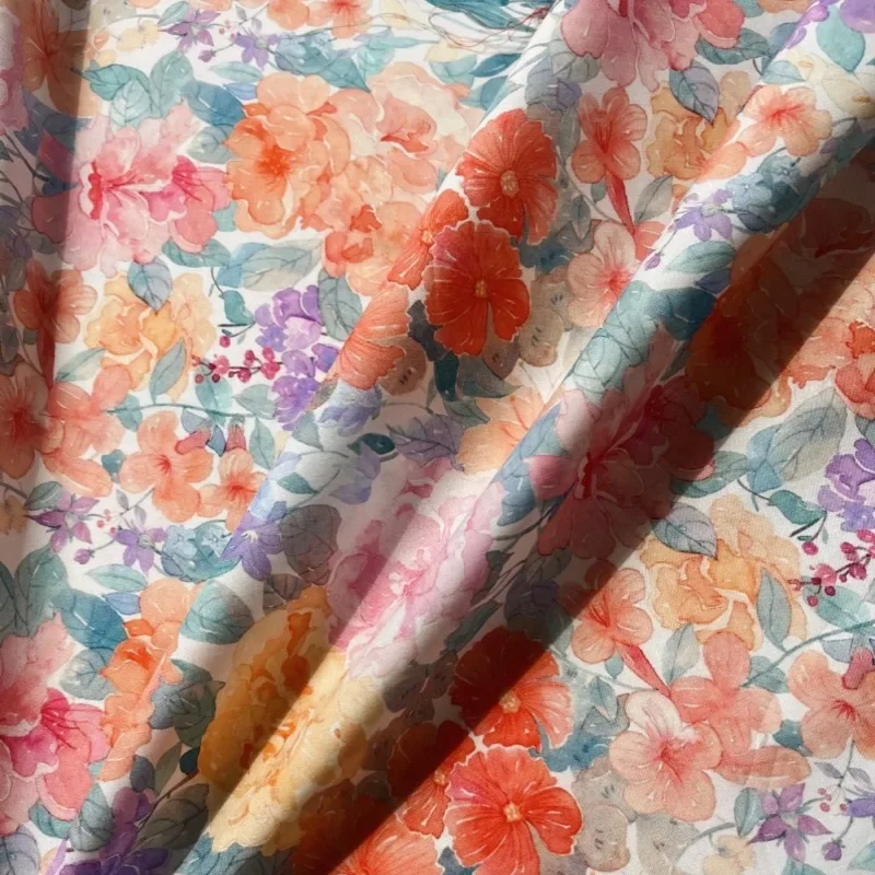 140x50cm Soft and Comfortable Digital Oil Flower Printed Sewing Cotton Poplin Nightgown with Dreamy Floral Print Fabric