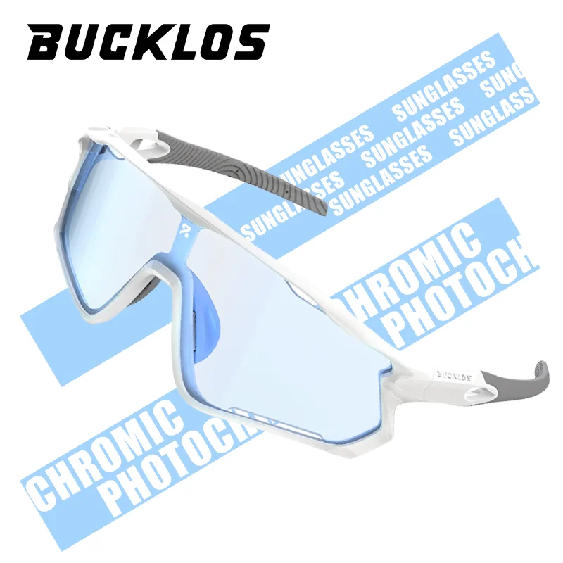 BUCKLOS Photochromic Goggles UV400 HD Comfortable Unisex Riding Eyewear Outdoor Sport Hiking Anti-UV Sunglasses Road MTB Glasses