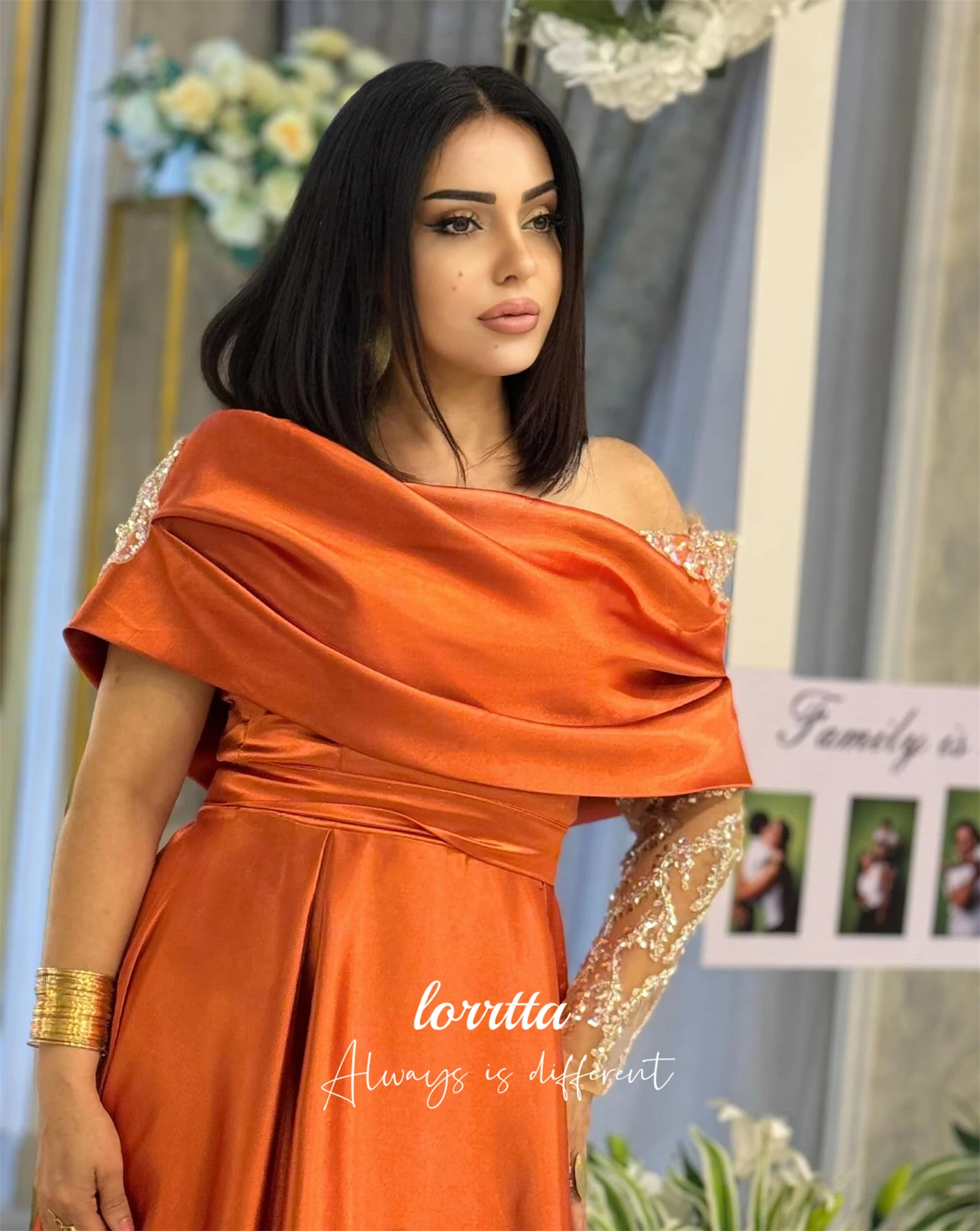 

Lorrtta Customized Evening Dresses for Luxury Party Special Occasion Dress Wedding Guest Dress Classy Orange Color Sharon Happy