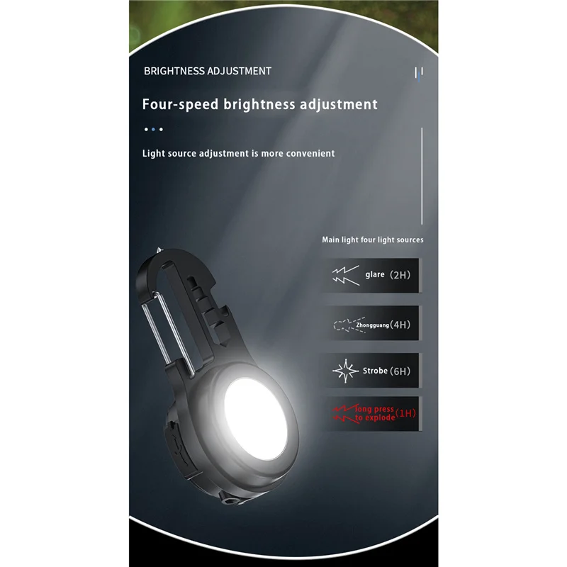 Mini LED Flashlight, 800 Lumens USB Rechargeable COB Keychain Work Light with Bracket for Emergencies