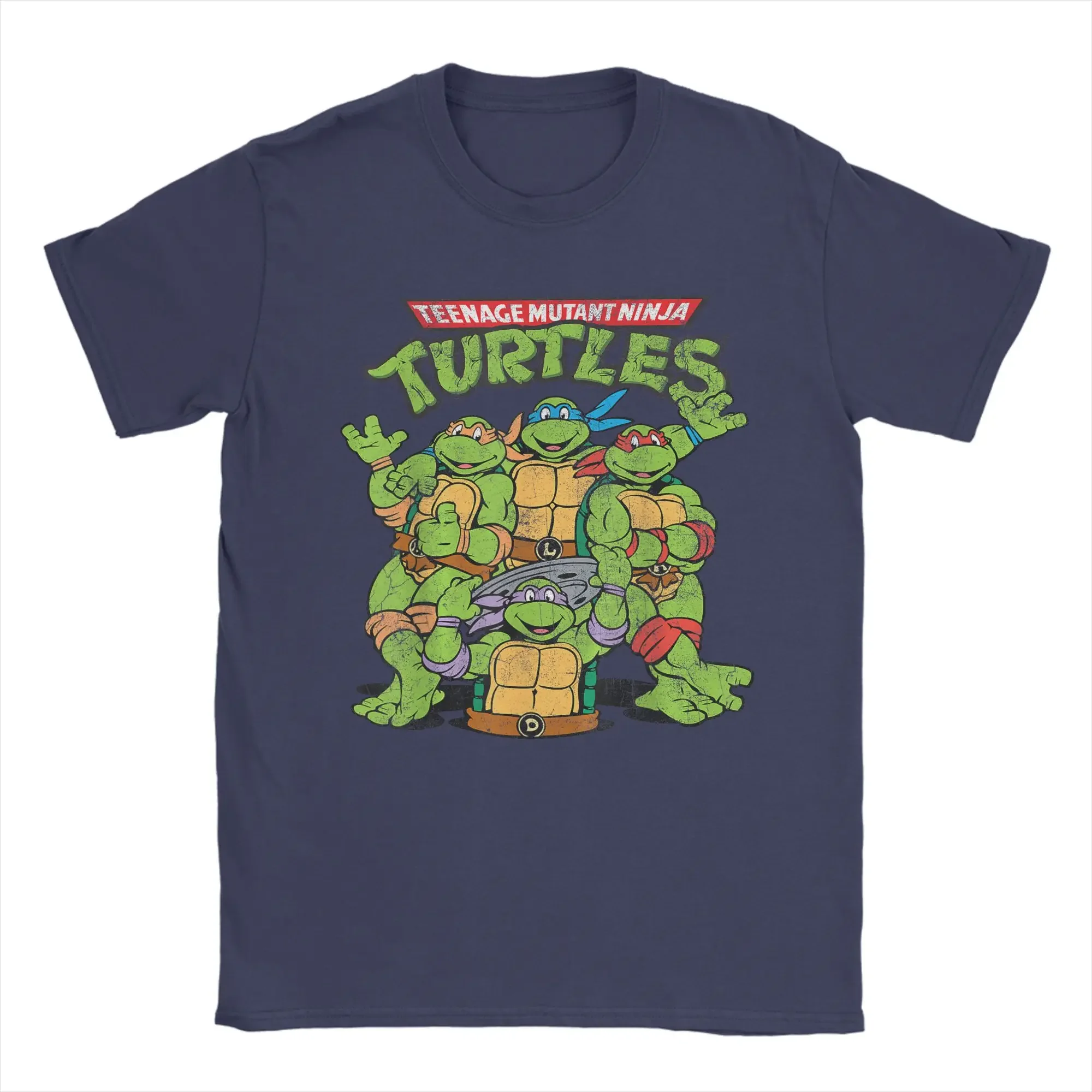 Modische T-Shirts mit dem klassischen Retro-Logo der Ninja Turtles, Herren-T-Shirts mit Rundhalsausschnitt, 100 % Baumwolle, kurzärmelige T-Shirts, Plus-Size-Kleidung. – Detail 11