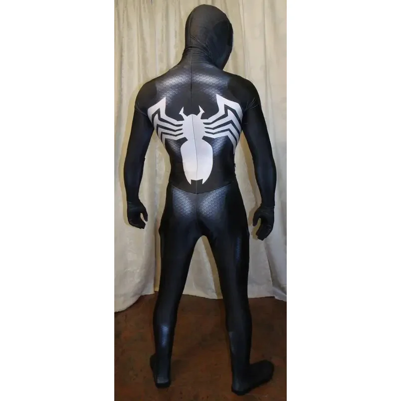 New 2025 Adults Black Costume Venom Symbiote 2 Spider SuperHero Cosplay Zentai Men Boys Male Bodysuit Party JumpSuiX160