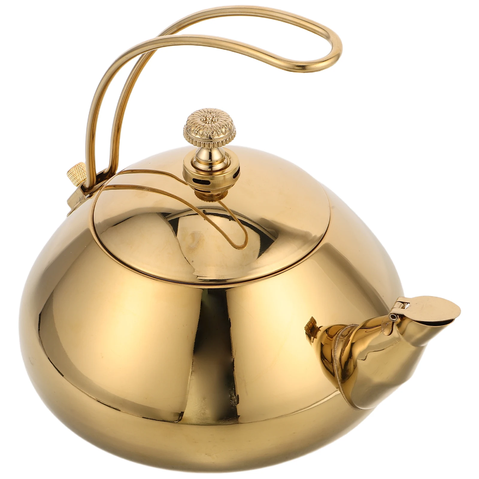 

Stainless Steel Teapot with Pour Spout Home Induction Kettle Desktop Metal Chinese Modern Portable Office