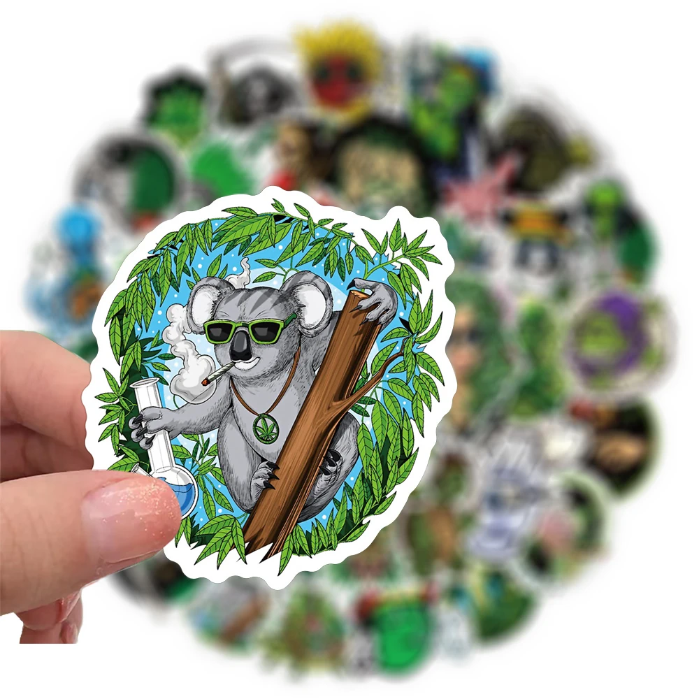 10/30/50pcs Cool Leaf Weed Smoking Graffiti Stickers Funny Character Cartoon Decals DIY Skateboard Suitcase Phone Bike Sticker