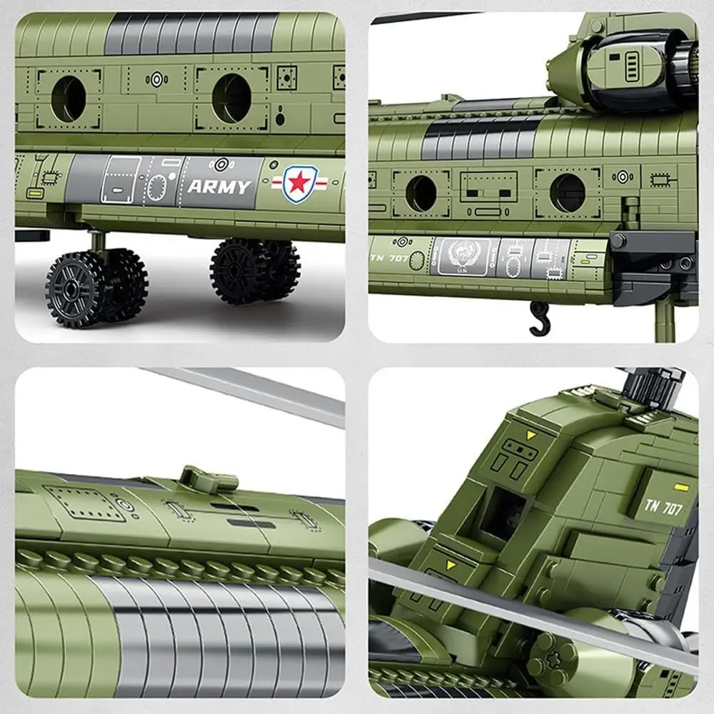 Kit giocattolo per elicottero Chinook CH-47, blocchi di costruzione per velivoli da trasporto militare da 1451 pezzi per adolescenti e adulti