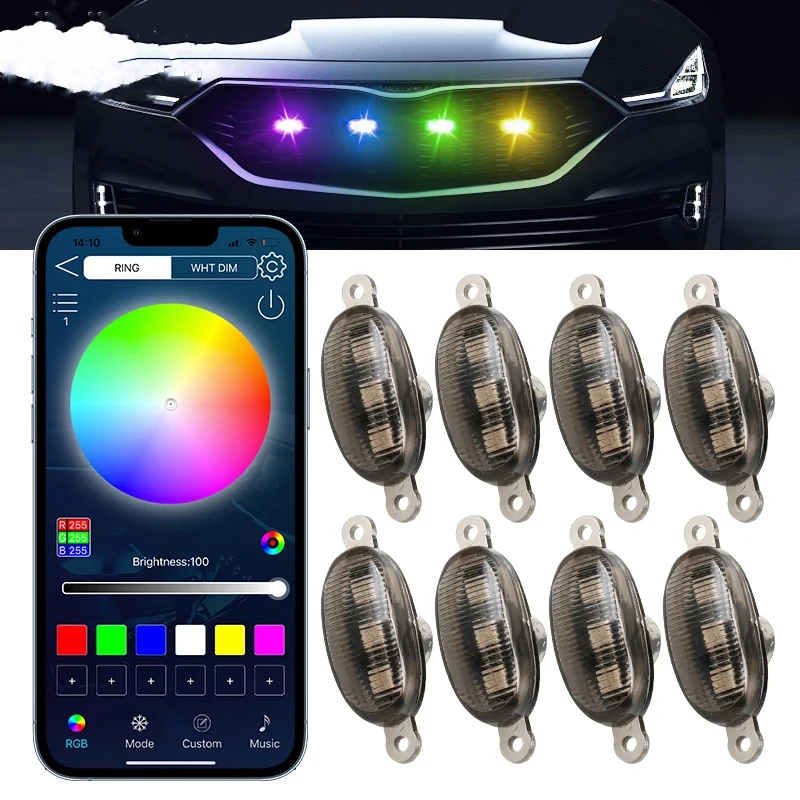 

RGB Car Front Grille Lighting APP Control 12V Led Grid Grill Light for Modify Off-road Vehicles Jeep SUV Decorative Signal Lamp