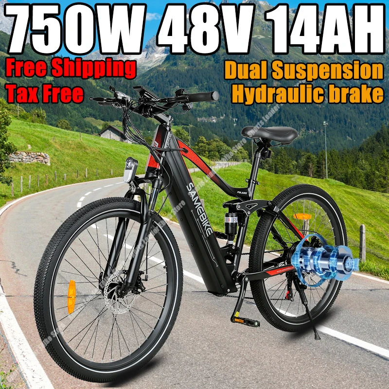 SAMEBIKE XD26-II Electric Bike 750W 48V 14AH 26-inch Full Suspension Ebike Mountain Adult Electric Bicycles Hydraulic Disc Brake