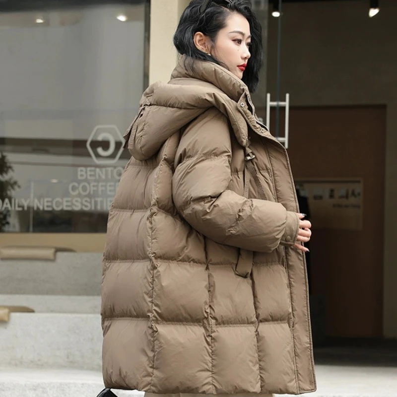 Hooded Puffer Coats for Women, Casual Puffer Coats, Loose Pockets Down Jackets Windproof Warm Jackets, Korean Commuter Outerwear