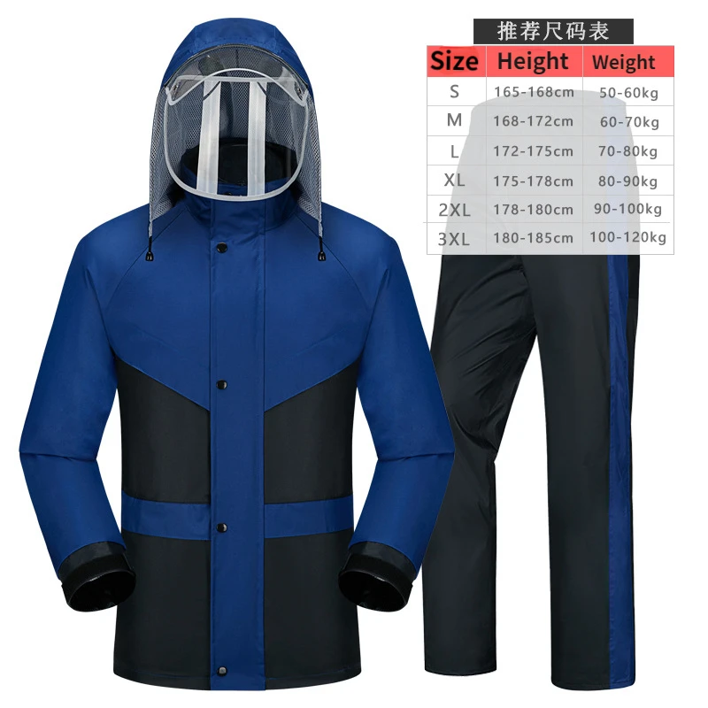 Raincoat Suit Waterproof Cycling Raincoat Rain Pants Windproof Hooded Rain Poncho Rain Jacket Suits Motorcycle Raincoat Suit