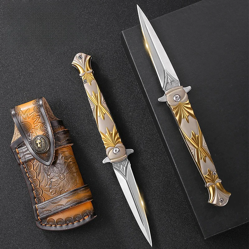 Outdoor mini folding knife, high hardness self-defense knife, hiking knife, multi-purpose portable knife, gift box set