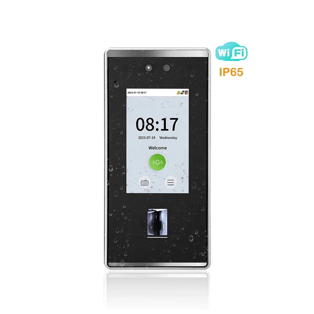 IP65 Waterproof In-glass Optical Fingerprint/Face Recognition Biometric Time Attendance System WIFI TCP/IP/USB Port FacePro1-QR