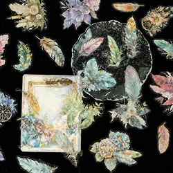 30PCS Feather Stickers, Artistic Retro DIY Waterproof Stickers for Scrapbook Supplies Junk Journa