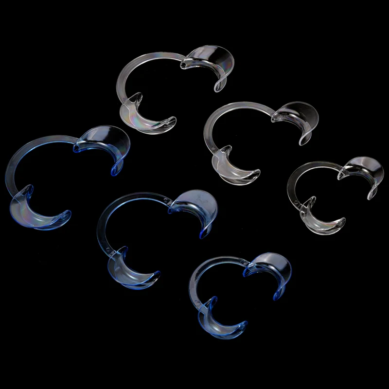 10pcs C-type Oral Opener Disposable Intraoral Cheek Lip Opener Shape For Dentist Orthodontic Tool Clear White Blue