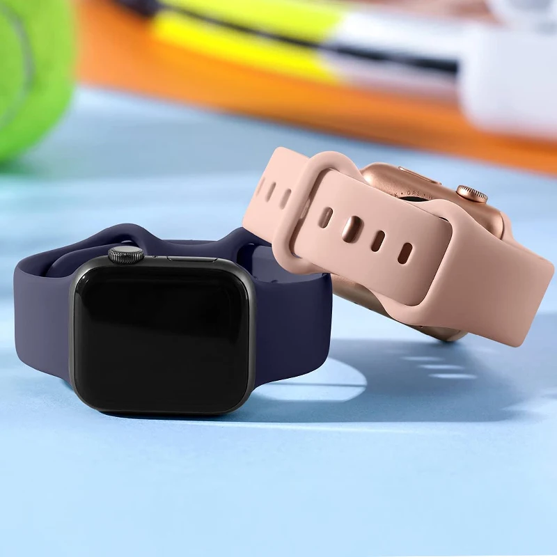 

Silicone Strap For Apple Watch Band 44mm 45mm 42mm Men Soft Sport Watchband Bracelet 41mm 40mm 38mm iwatch series 3 4 5 6 SE 7