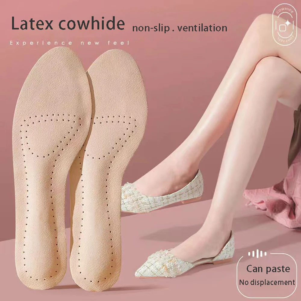 Selbstklebende Leder-Einlegesohlen für Damenschuhe, Plantarfasziitis-Schmerzlinderungseinlage, rutschfeste, atmungsaktive, stoßdämpfende Schuheinlage – Detail 2