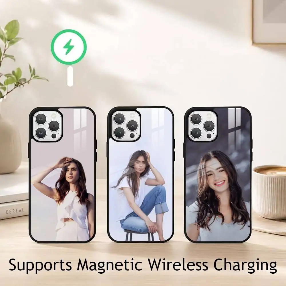Lily Collins Classical Beauty gift Phone Case For iPhone18,17,16,15,14,13,12,11 Plus,Pro Supports Magnetic Wireless Charging