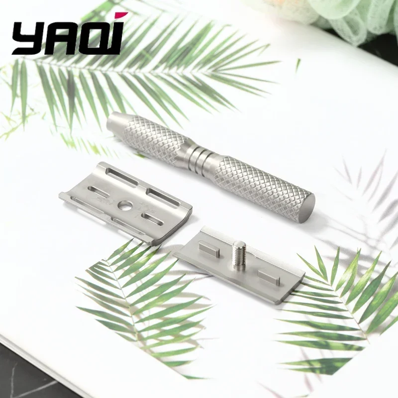 YAQI Ghost Cross Grain Pattern Safety Razor - about 57g Titanium Matte Finish Ultra-Light Hypoallergenic Men's Shaving tool
