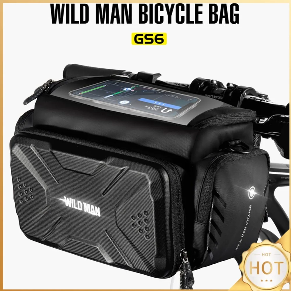Bolsa de Tubo Frontal para Bicicleta WILD MAN 4L, Impermeável, para Câmera e Ombro