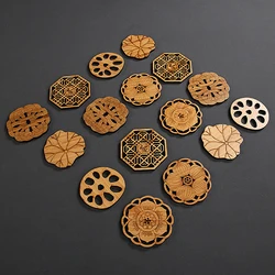Creative Bamboo Hollow Lotus Flower Coaster Wooden Round Drink Cup Holder Tea Coffee Mug Placemat Table Mat Home Decoration