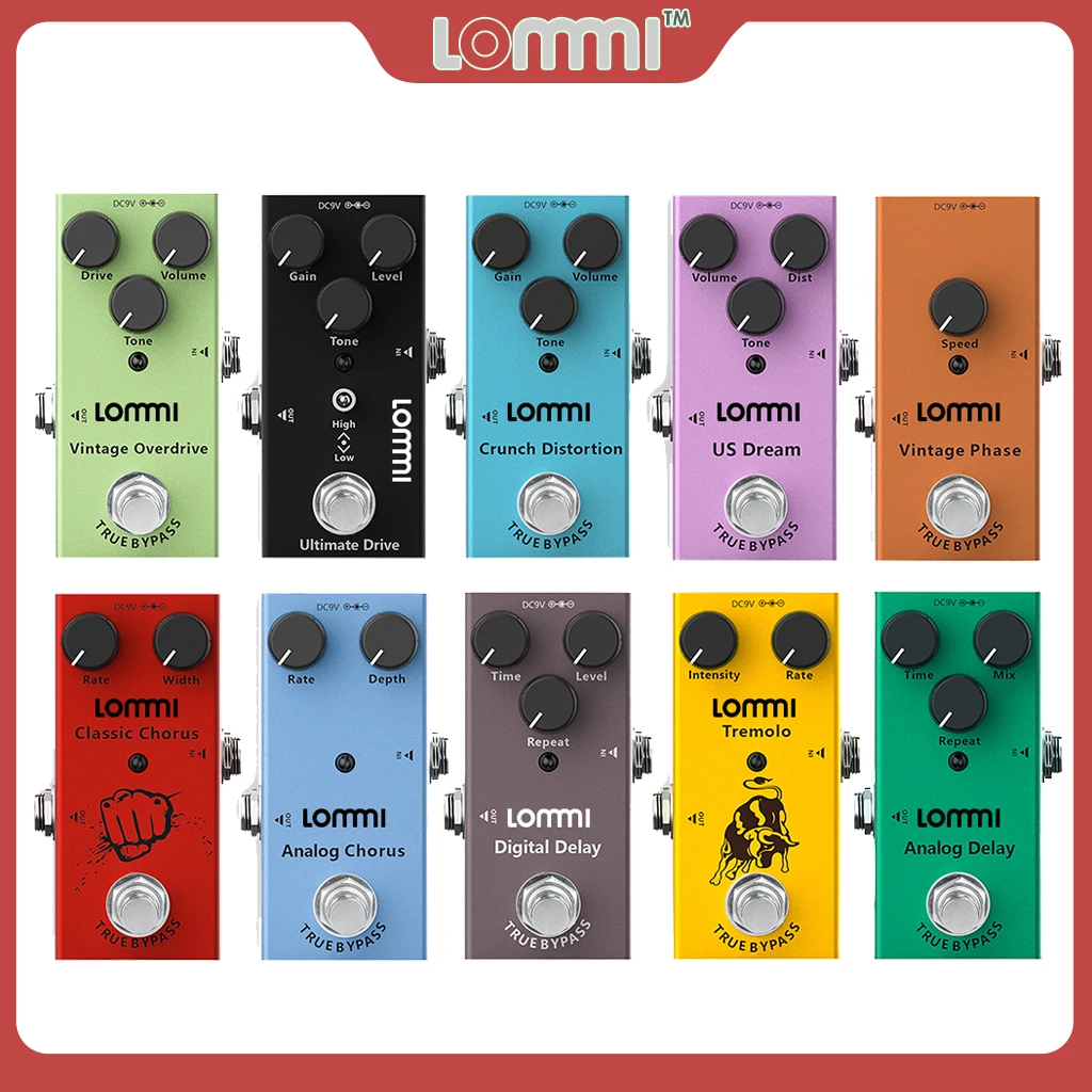 

LOMMI Mini Electric Guitar Pedal Vintage Overdrive Ultimate US Dream Distortion Chorus Phase Analog Delay Tremolo Effect Pedals