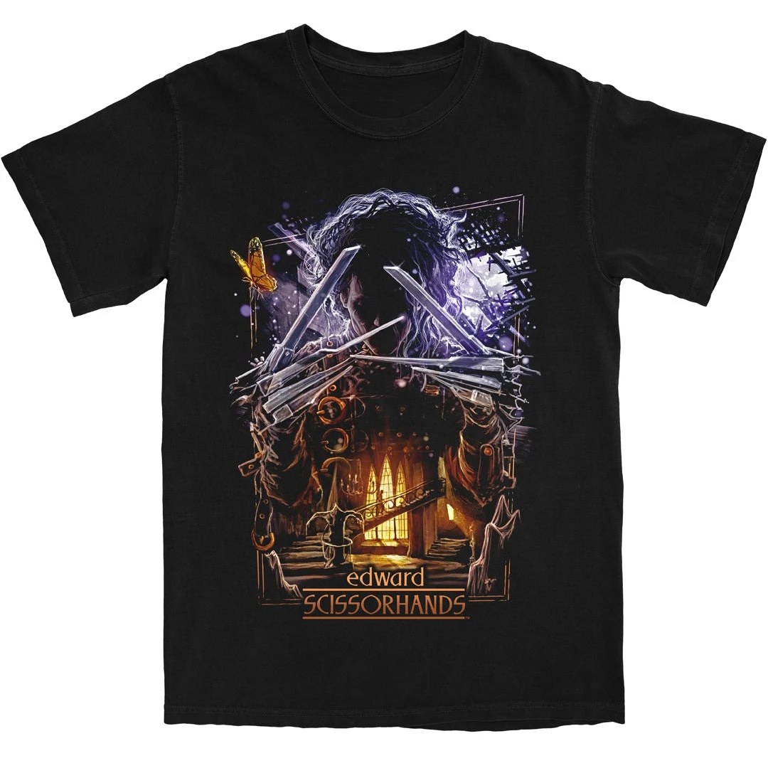Camiseta Gráfica de la Película Clásica Edward Scissorhands de Tim Burton, Camiseta Oversize de Algodón Estilo Streetwear de la Película de Fantasía Cult de los 90 para Fans