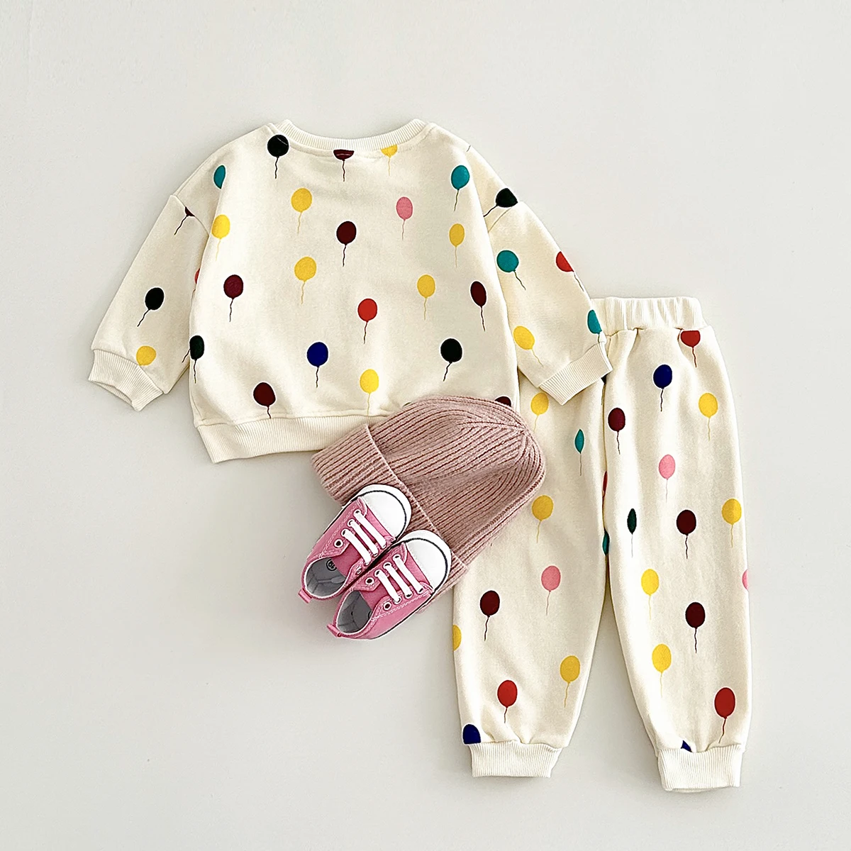 2024 Newborn Baby Clothing Spring Autumn Sets Children\'s Clothing Full Body Festival Balloon Print Set Baby Boys Girls Suit