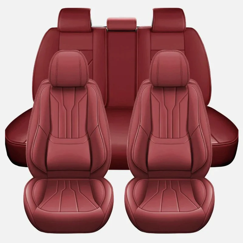 Auto Parts Premium Leather Seat Covers 5-Seat Full Set for Split Seats Total Coverage Interior Tuning Universal Fit