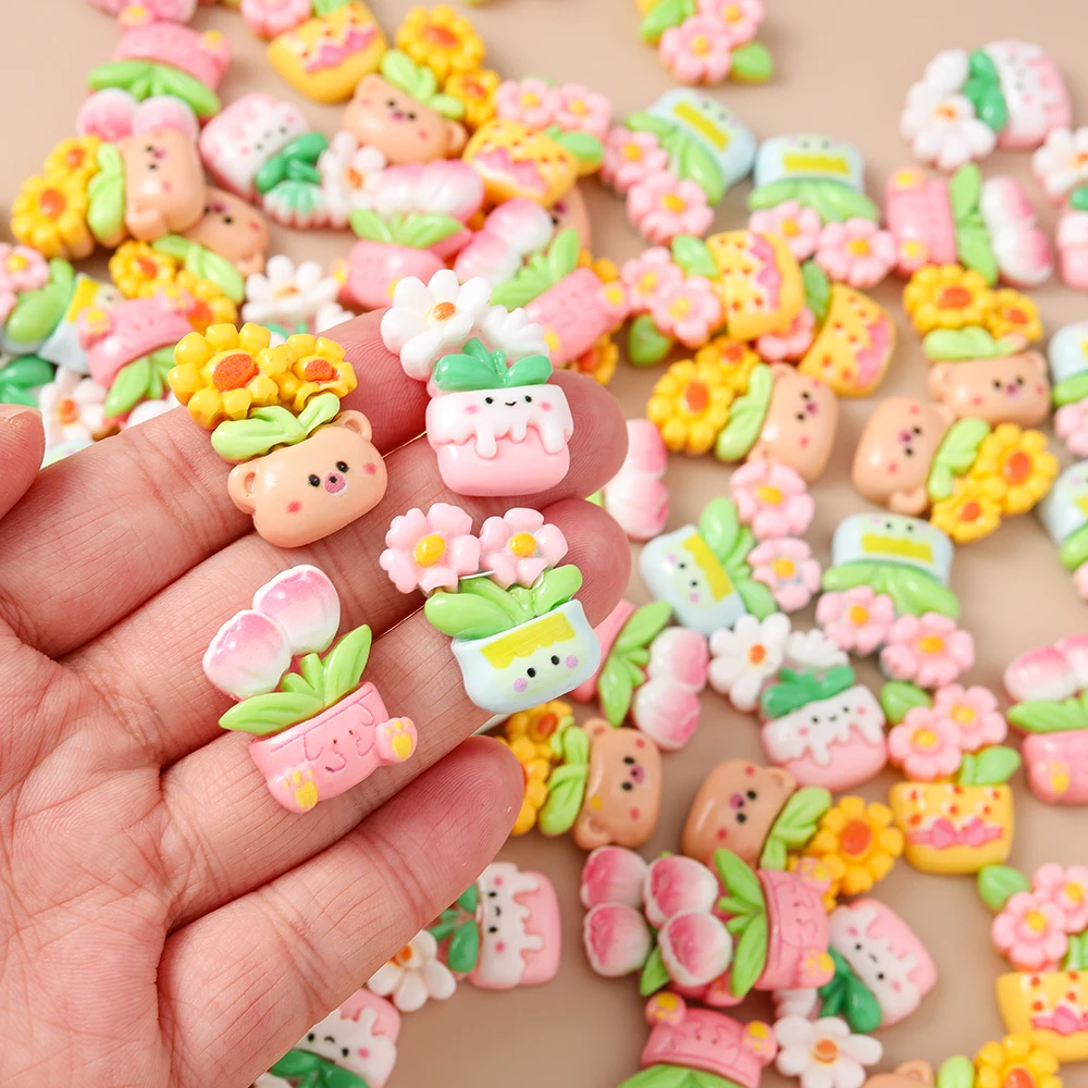 

Leslie 15pcs Cute Resin Plant Sunflower Cactus Flowers Charms Flat Back Cabochon for Handmade Hairpin Nail Art Kids Toys Craft
