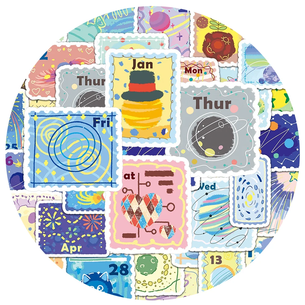 

10/30/50pcs Funny Cute Date Stamp Graffiti Stickers Creative Painting Decals DIY Stationery Phone Laptop Car Sticker Decoration