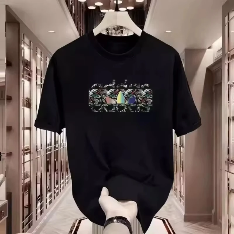 

Новая мужская летняя хлопковая футболка с коротким рукавом 2026 года, универсальная, с принтом, модная, повседневная, с круглым вырезом, в стиле Ins