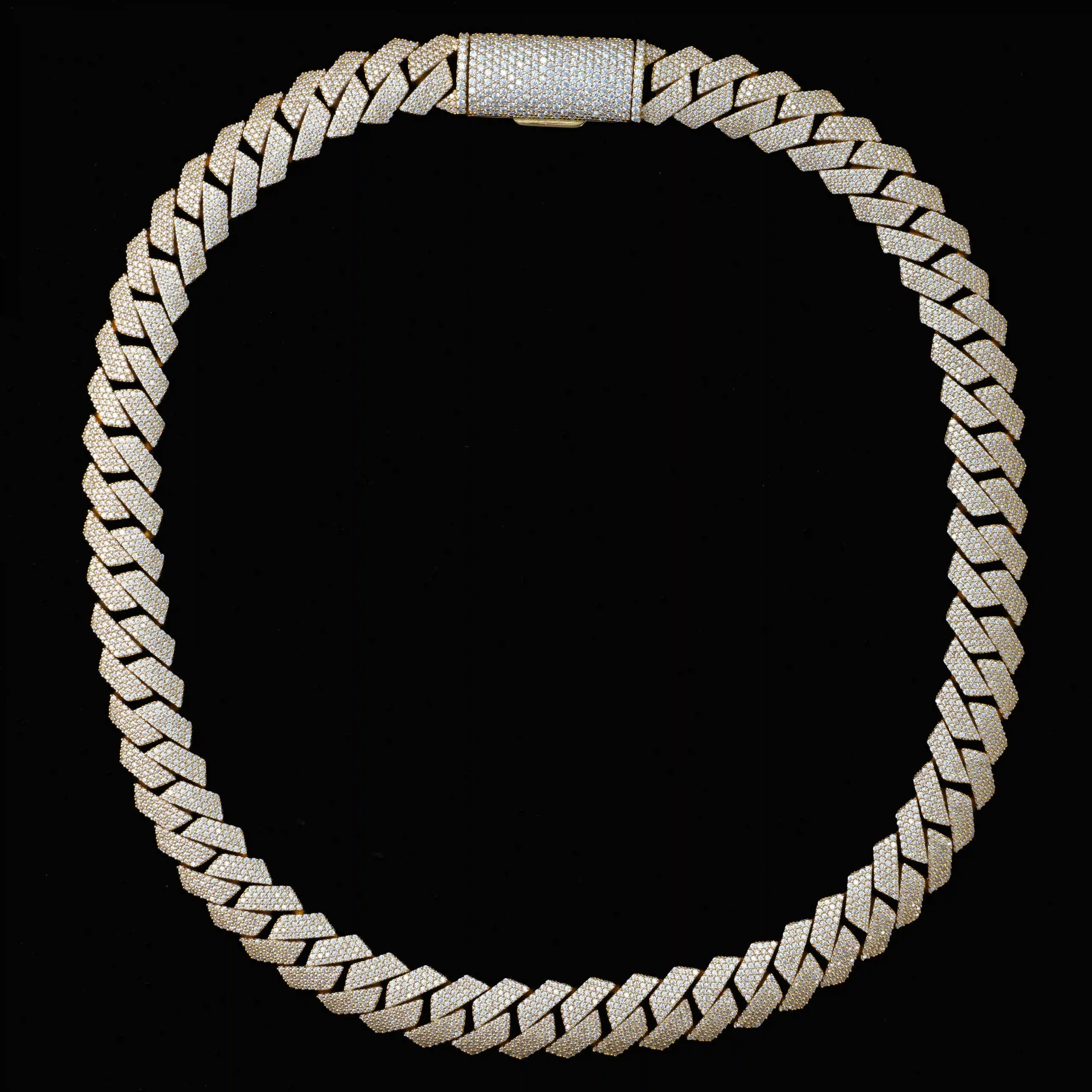 Bussdown Necklace 15mm Width Moissanite Diamond 925 Sterling Silver Vvs Cuban Link Chain Iced Out.