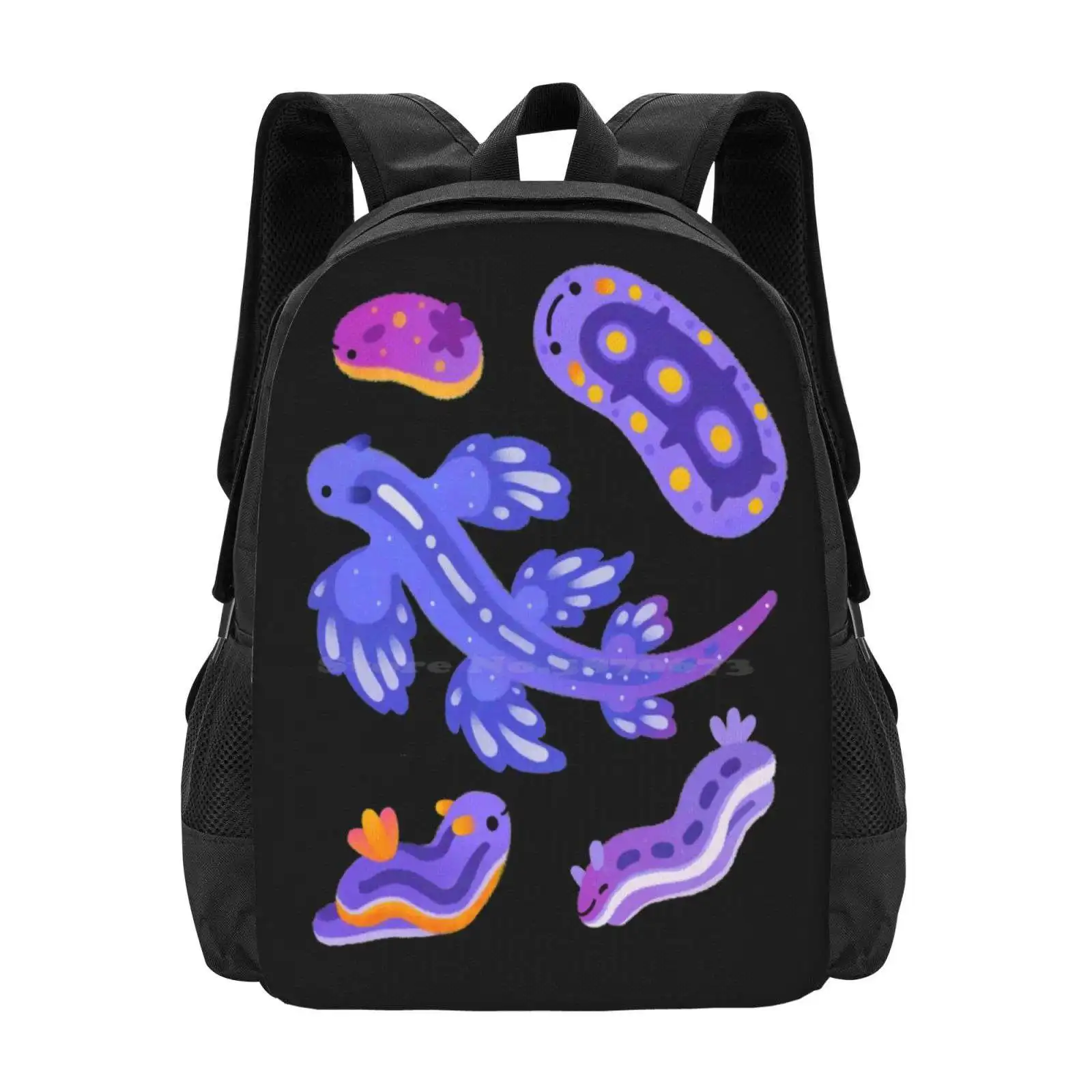 Sea Slug - Pastel Teen College Student Backpack Pattern Design Bags Marine Life Sea Slug Nudibranch Pikaole Biology Scuba Ocean