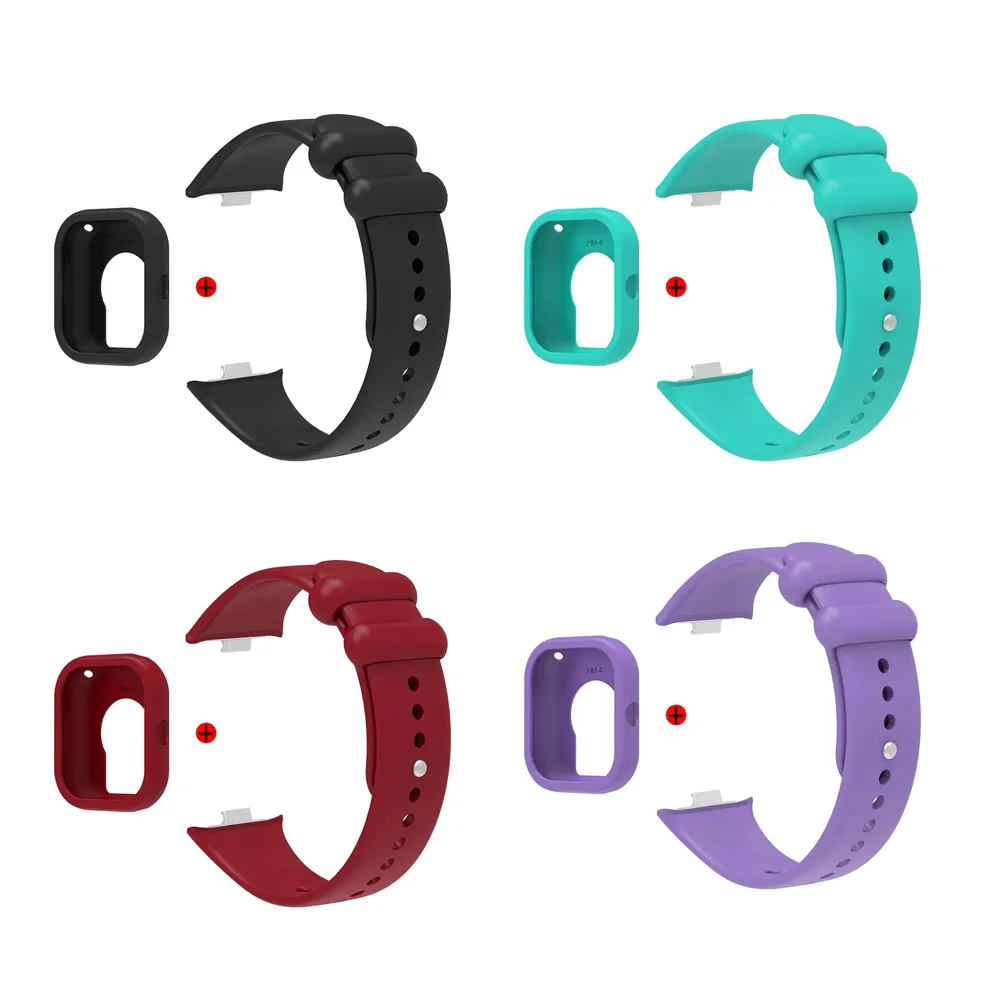 실리콘 고품질 케이스 + 스트랩 레드미 워치 5 4용 2 in 1 워치 보호 케이스 및 밴드 올인원 컬러 레드미 워치 4용