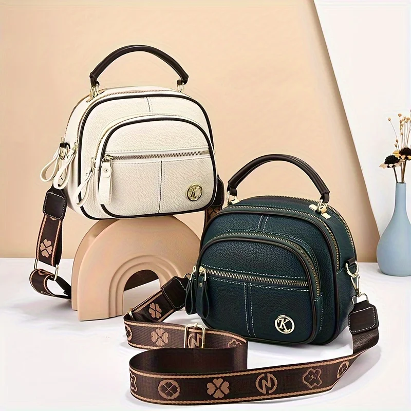 

Vintage Multi Pocket Crossbody Bag with Wide Adjustable Strap, Water Resistant Large Capacity Handbag Shoulder Bags for Women