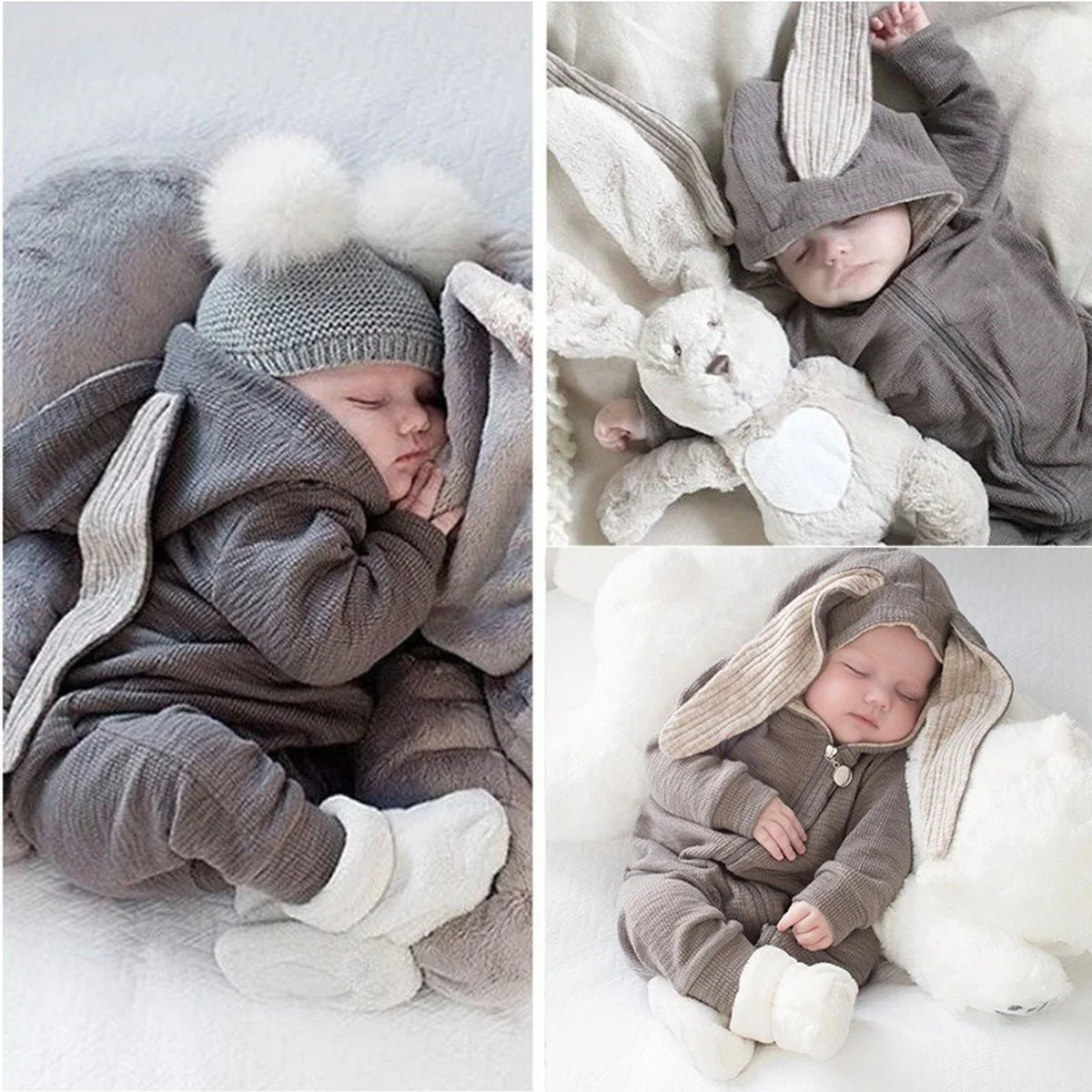 

Baby Rompers Newborn Baby Clothes Big Ear Rabbit Jumpsuit Sleepsuit Infant Boy Girl Playsuit Toddlers Overalls Cosplay Costume