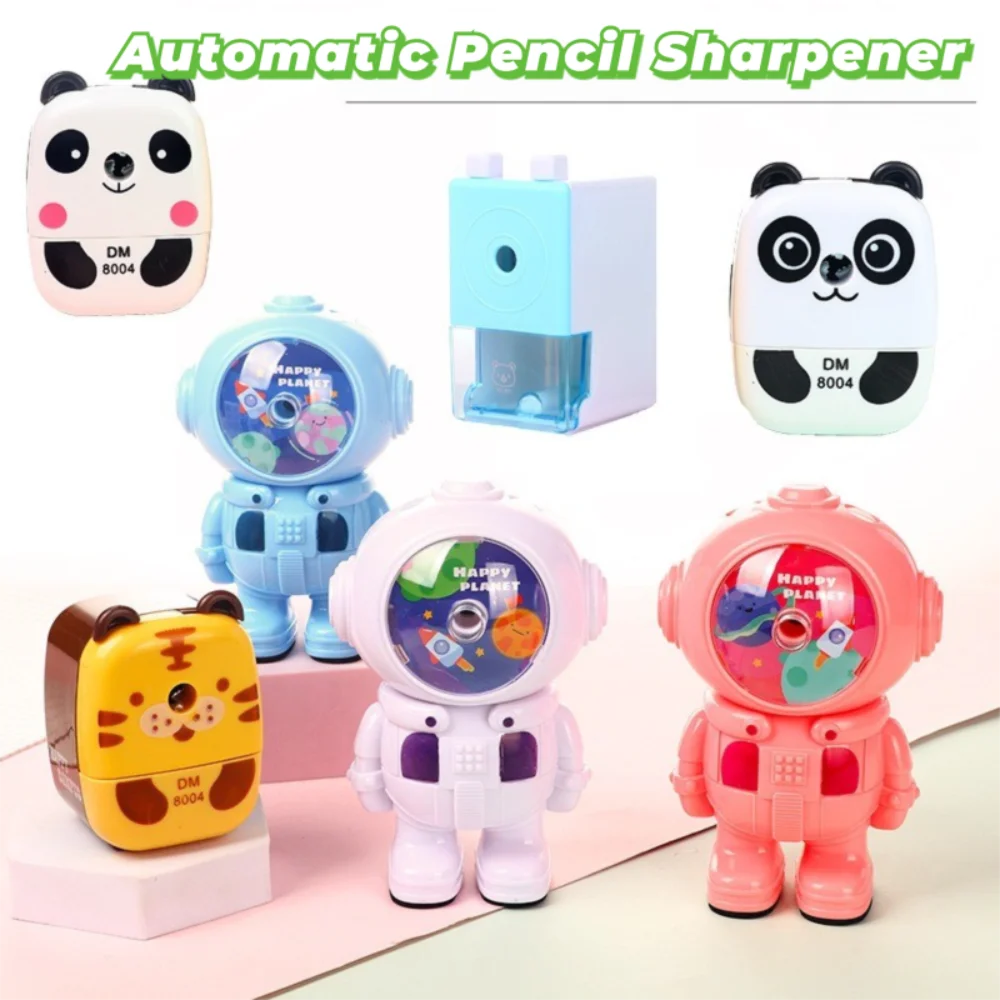 Cartoon Pencil Sharpener Hand-Cranked Tiger Panda Helical Steel Blade Sharpener Cute Animal Pen Cutting Tool Student Stationery