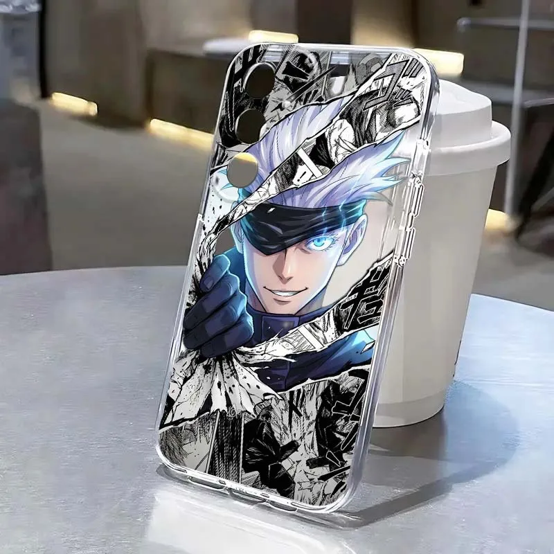 Gojo Satoru Jujutsu Kaisen Art Phone Case For Samsung A71 A51 A55 A52 A35 A25 A37 A17 A07 A54 A15 A14 A05 A13 A73 5G Transparent