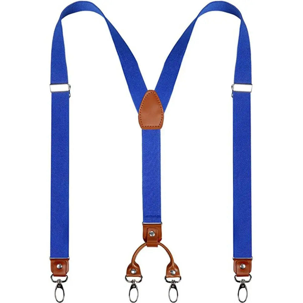 2.5Cm Breedte Rundleer Bretels Y Vorm Verstelbare Riem Clip Broekbandjes Riem Bruiloft Casual 4 Haken