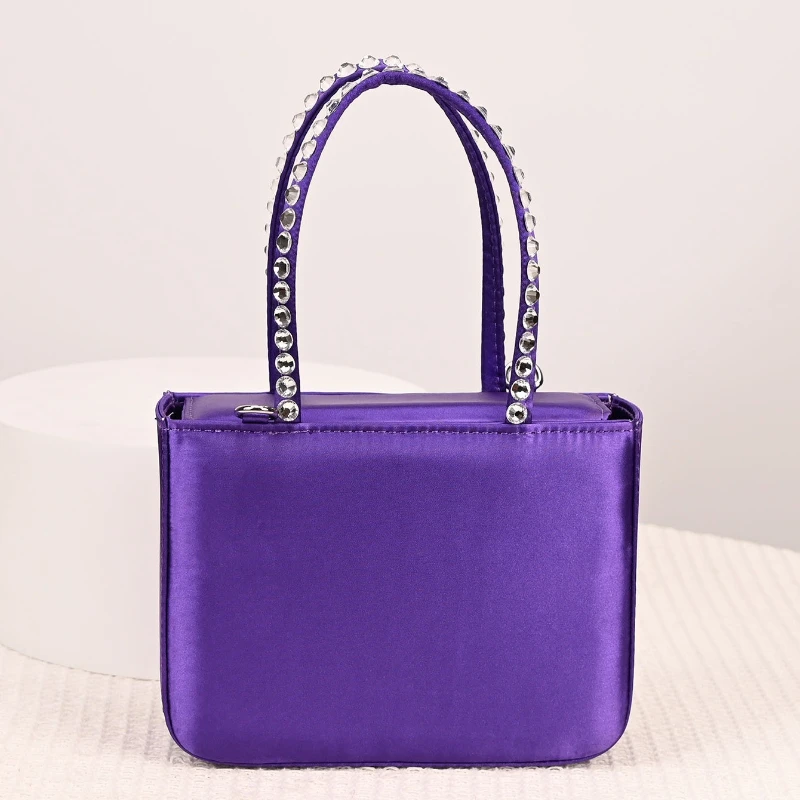 

Ручная маленькая квадратная сумочка с блестящими бриллиантами Fairy, модные женские вечерние сумки чистого цвета с цепочкой через плечо