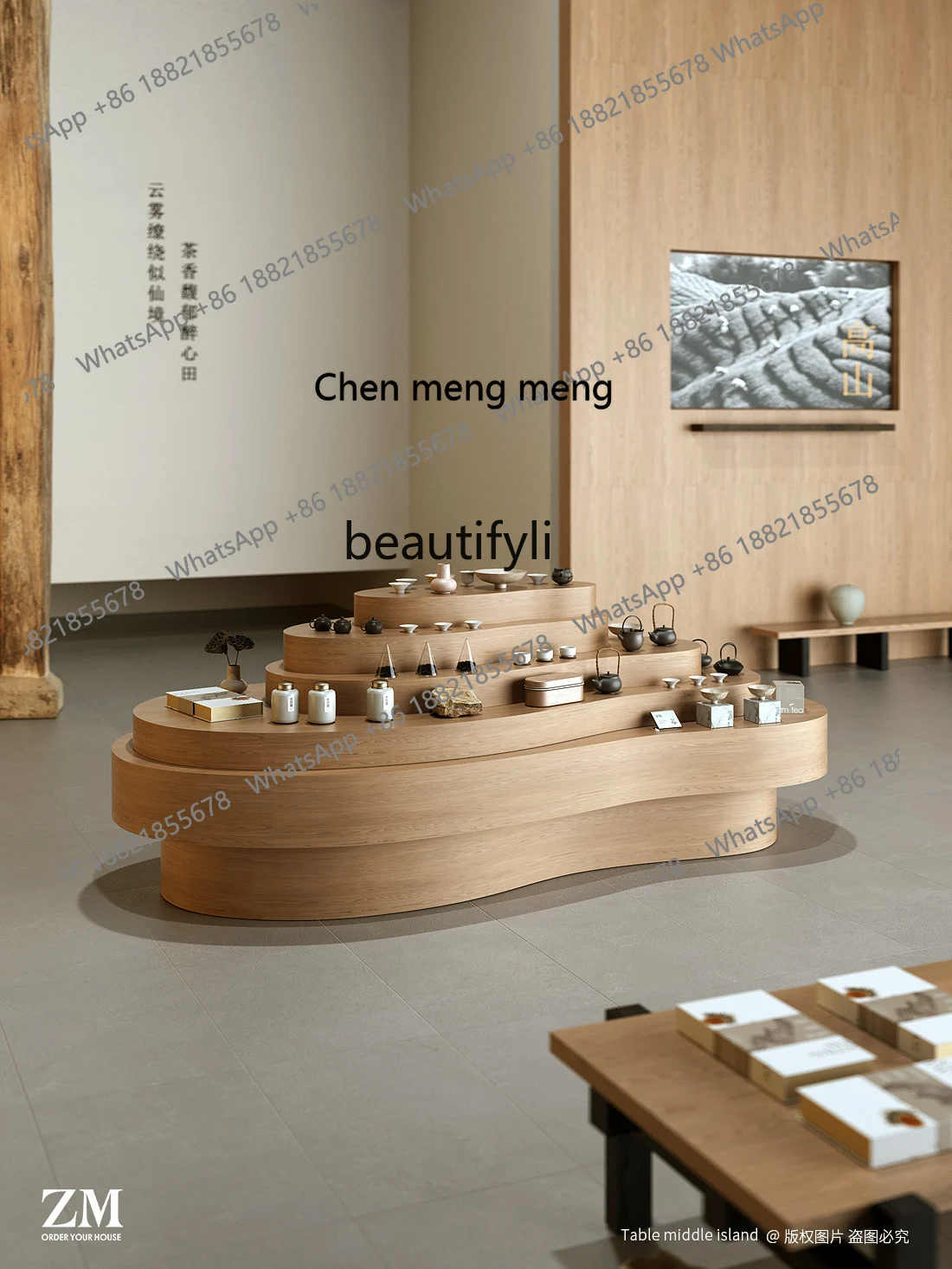 Multi-Layer Zhongdao Platform Special-Shaped Tea Ware Display Cabinet Tea Shop Store Specialty Tourist Goods Showcase