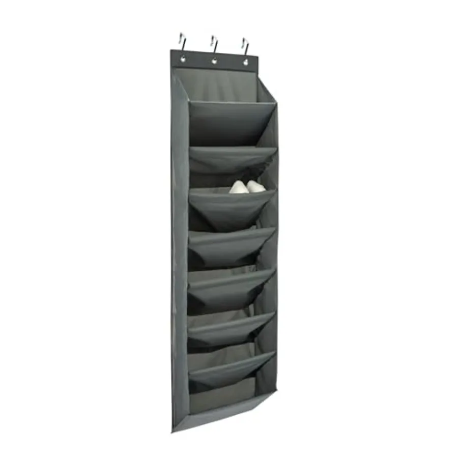 

Over the Door Shoe Organizer with 8 Tiers Large Charcoal